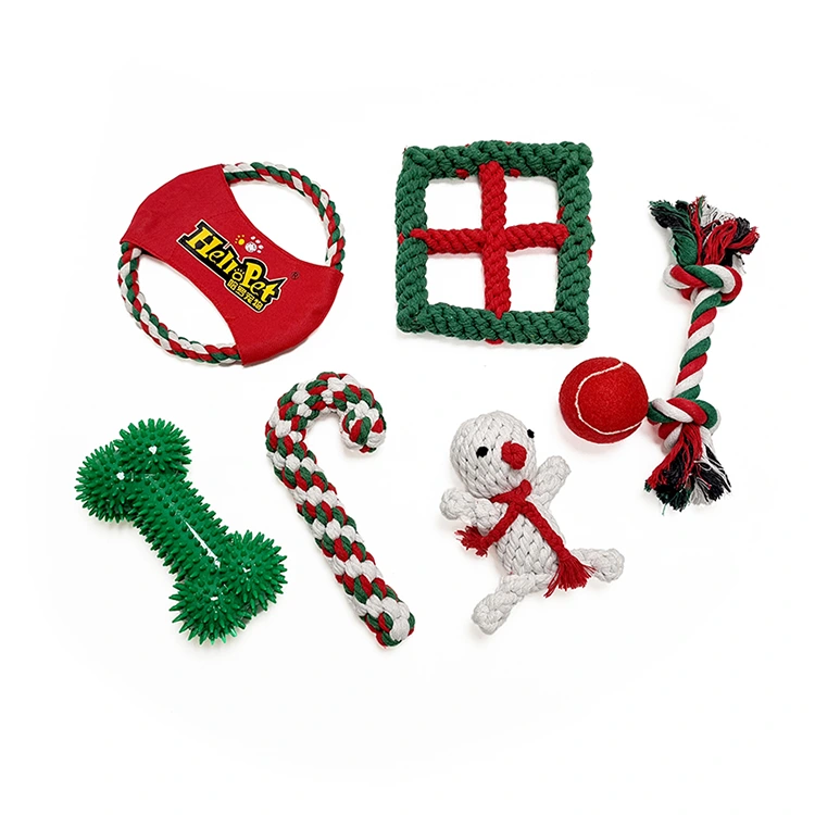 Ensemble de jouets de corde de chien de Noël