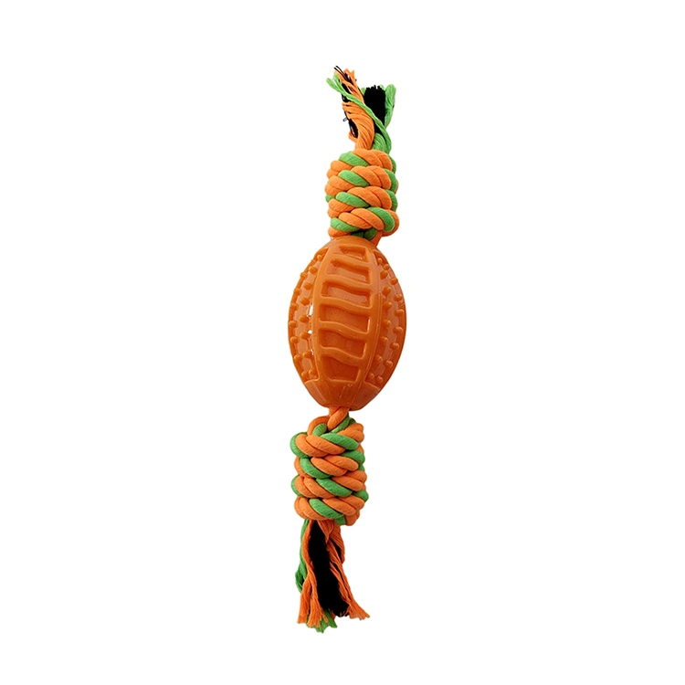 Jouet de corde en coton de football orange rugby orange